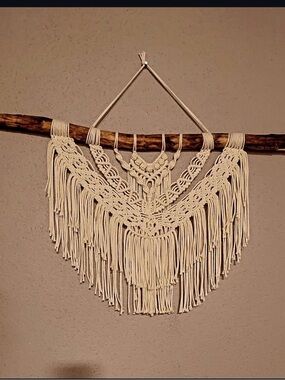 Handmade Cream Macramé Wall Hanging Boho Decor